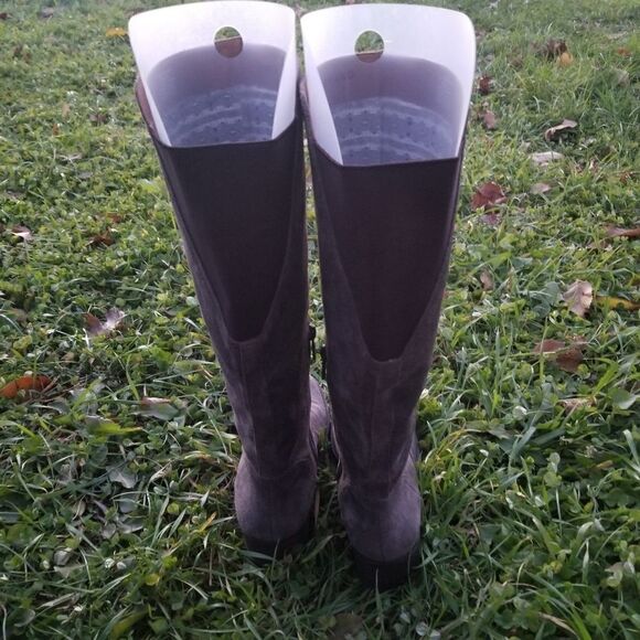 Lucky Brand Hanover Knee High Riding Equestrian Tall Boots 6 Gray Suede Leather - Picture 5 of 10